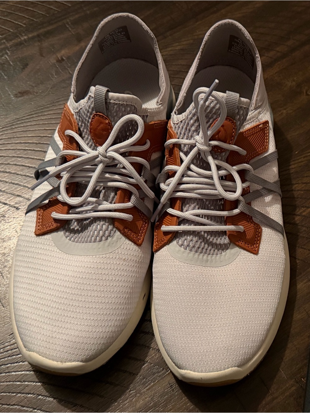 OluKai Men's Light Gray and Brown Lace-Up Sneakers
